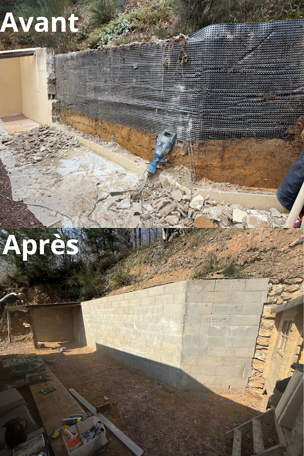 Réalisation d’un mur de soutènement